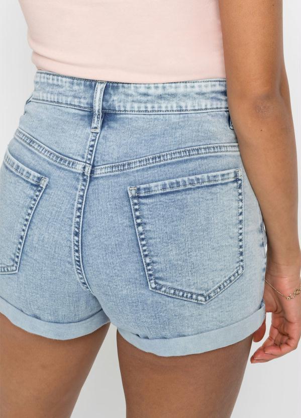 bonprix - Shorts Curto Jeans Azul Marmorizado 4