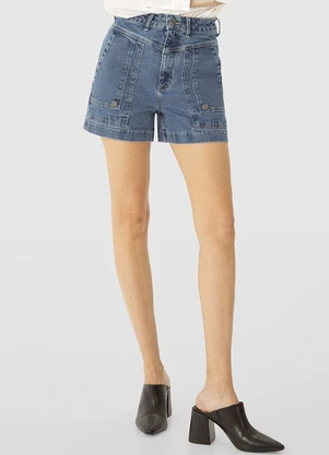 Enfim - Shorts Jeans Alfaiataria Cintura Alta Azul - ENFIM