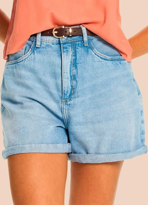 Doce Trama - Shorts Jeans Claro com Barra Dobrada Azul - DOCE TRAMA
