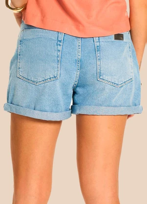 Doce Trama - Shorts Jeans Claro com Barra Dobrada Azul - DOCE TRAMA