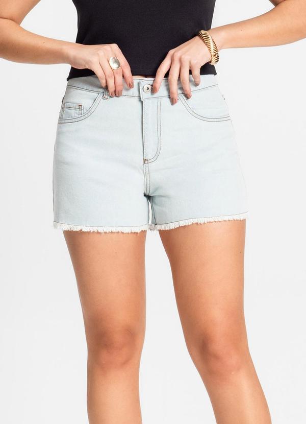 Rovitex - Shorts Jeans Feminino Adulto Básico Azul