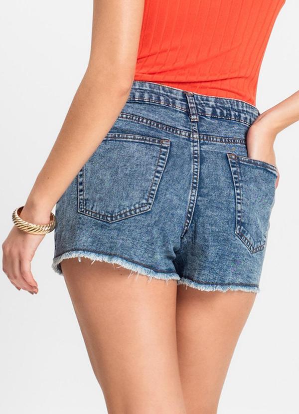 Rovitex - Shorts Jeans Feminino Adulto Básico Azul 2