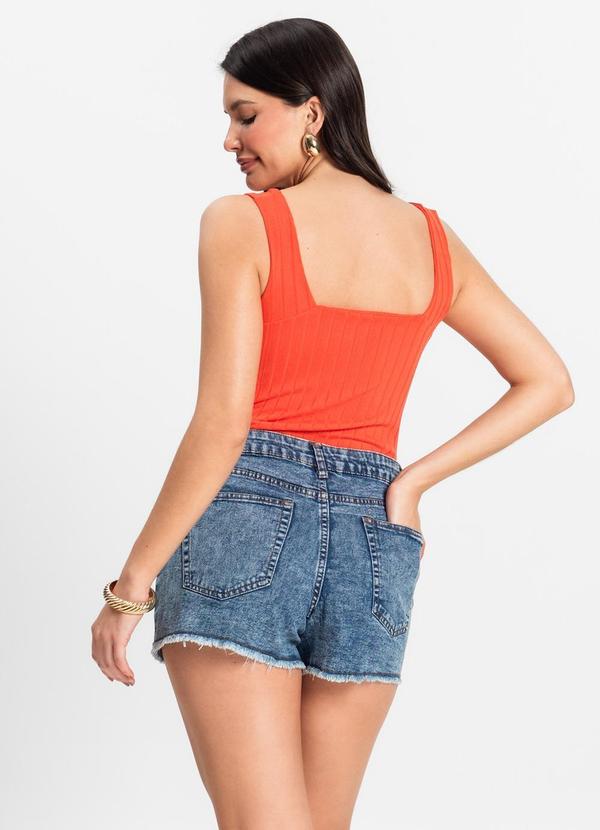 Rovitex - Shorts Jeans Feminino Adulto Básico Azul 5