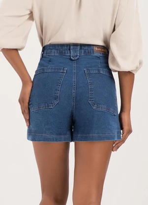 Lunender - Shorts Jeans Mom com e Bolsos Chapa Barriga Azul - LUNENDER
