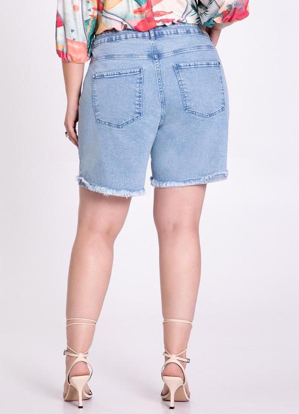 Lunender Mais Mulher - Shorts Jeans Plus Size Boyfriend com Lenço Jeans 2