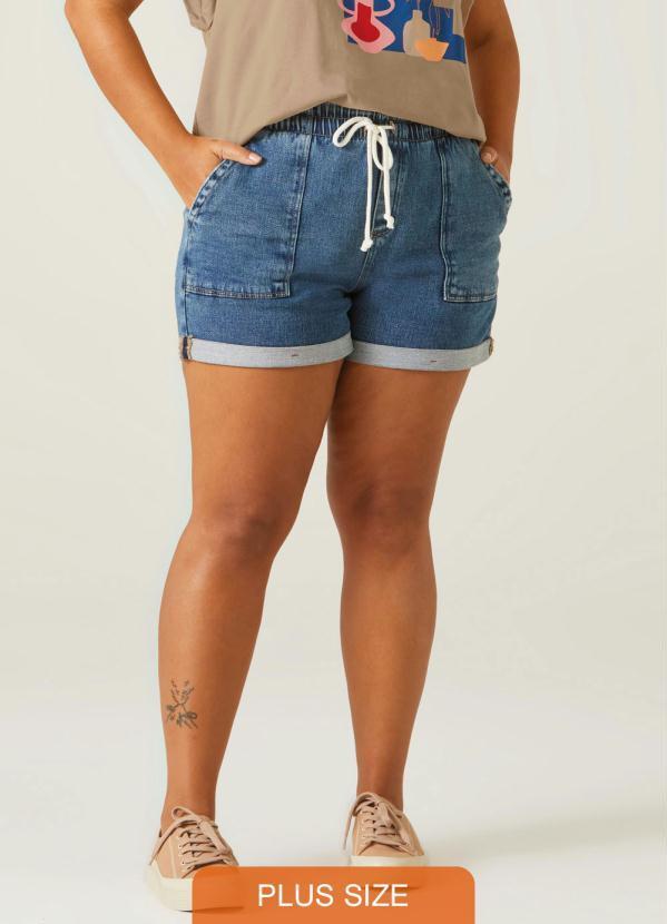 Malwee Plus - Shorts Jogger Jeans Feminina Azul