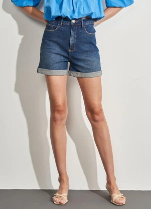 Sofie - Shorts Mom Cintura Alta Azul - SOFIE