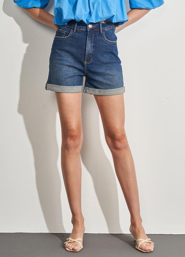 Sofie - Shorts Mom Cintura Alta Azul