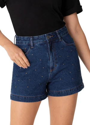 Enfim - Shorts Mom Cintura Alta Jeans Azul Escuro - ENFIM