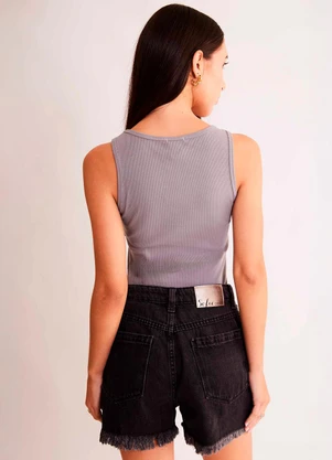 Sofie - Shorts Mom em Jeans Escuro Preto - SOFIE