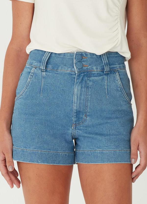 Malwee - Shorts Mom Jeans Cintura Alta Azul Claro