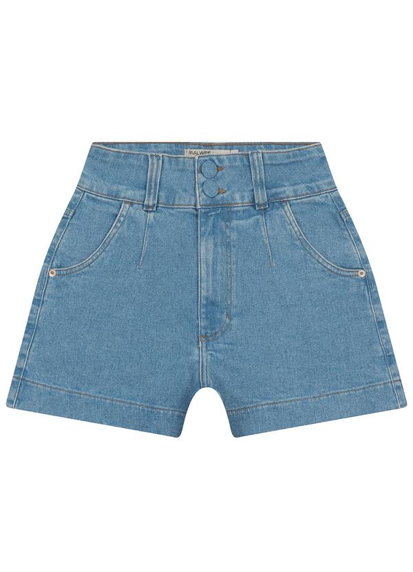 Malwee - Shorts Mom Jeans Cintura Alta Azul Claro 3