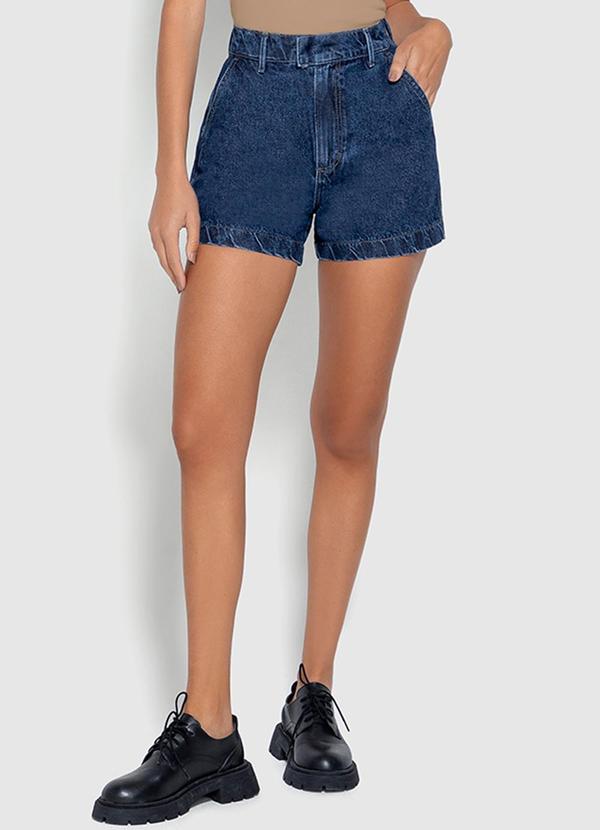 Enfim - Shorts Mom Jeans Cintura Alta Azul