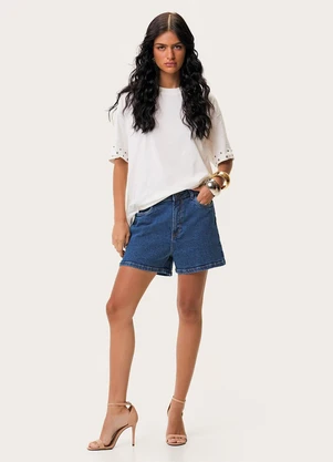 Enfim - Shorts Mom Jeans Cintura Alta Azul - ENFIM