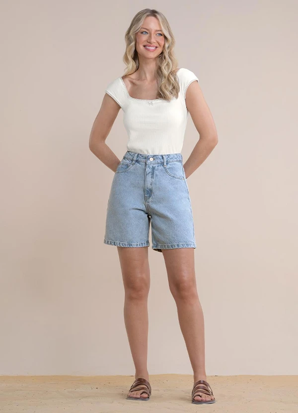 Angel - Shorts Mom Jeans Claro 3