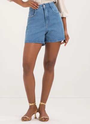 Lunender - Shorts Mom Jeans com e Elastano Azul - LUNENDER