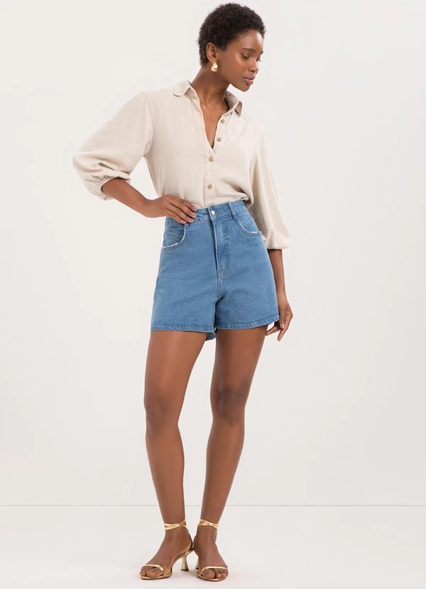 Lunender - Shorts Mom Jeans com e Elastano Azul 3