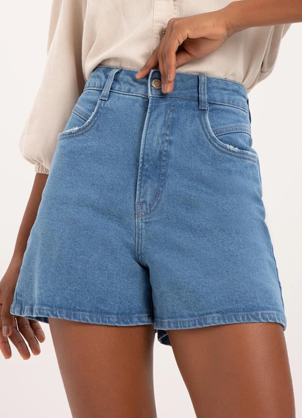 Lunender - Shorts Mom Jeans com e Elastano Azul 4