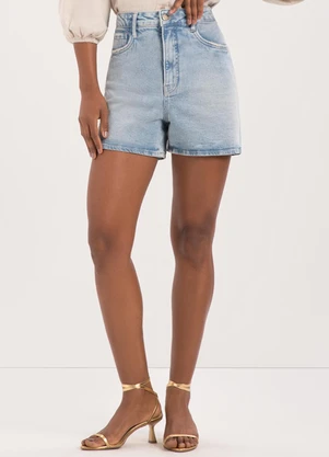 Lunender - Shorts Mom Jeans de Chapa Barriga Azul - LUNENDER