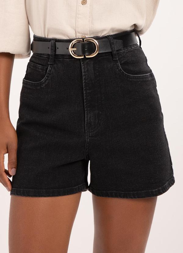 Lunender - Shorts Mom Jeans e Chapa Barriga Preto 4