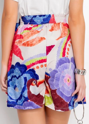 Quintess - Short Floral Tropical Tucanos em Malha Fria - QUINTESS