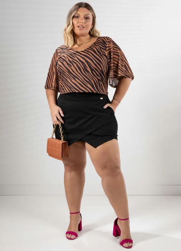 Quintess - Short Saia Assimétrico Preto 9