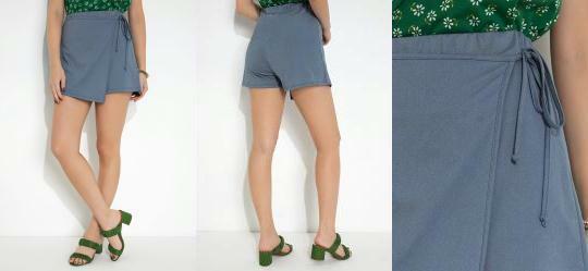 Short Saia Azul Claro com Elstico na Cintura
