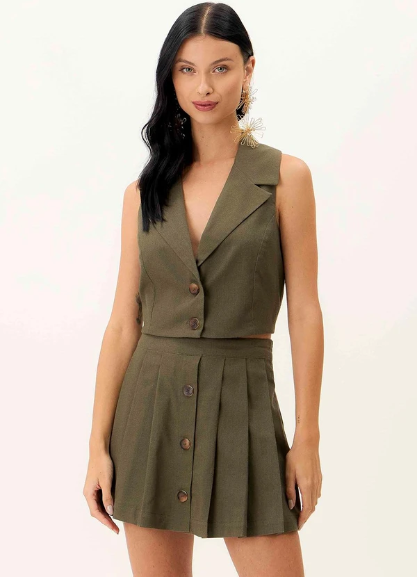 Carlota Costa - Short Saia com Pregas Verde 3