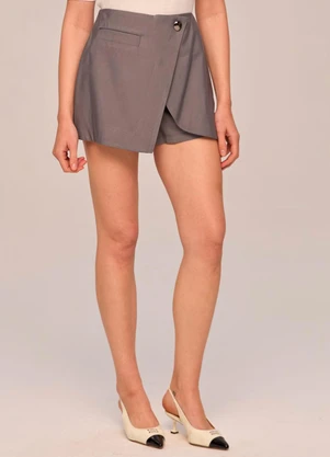 Carlota Costa - Short Saia de Alfaiataria Cinza - CARLOTA COSTA