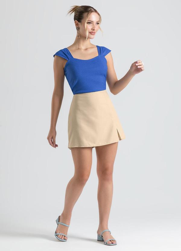 Cativa - Short Saia em Tecido Texturizado Amarelo Claro 3