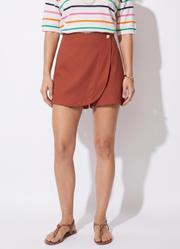 Short Saia Ferrugem em Crepe Plano Short Saia Ferrugem em Crepe Plano