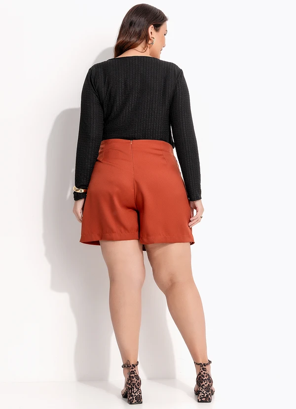 Quintess - Short Saia Ferrugem em Crepe Plano 15