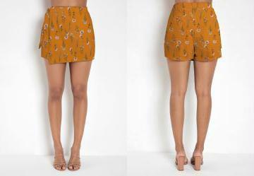 Short-Saia Floral Ramos com Amarrao
