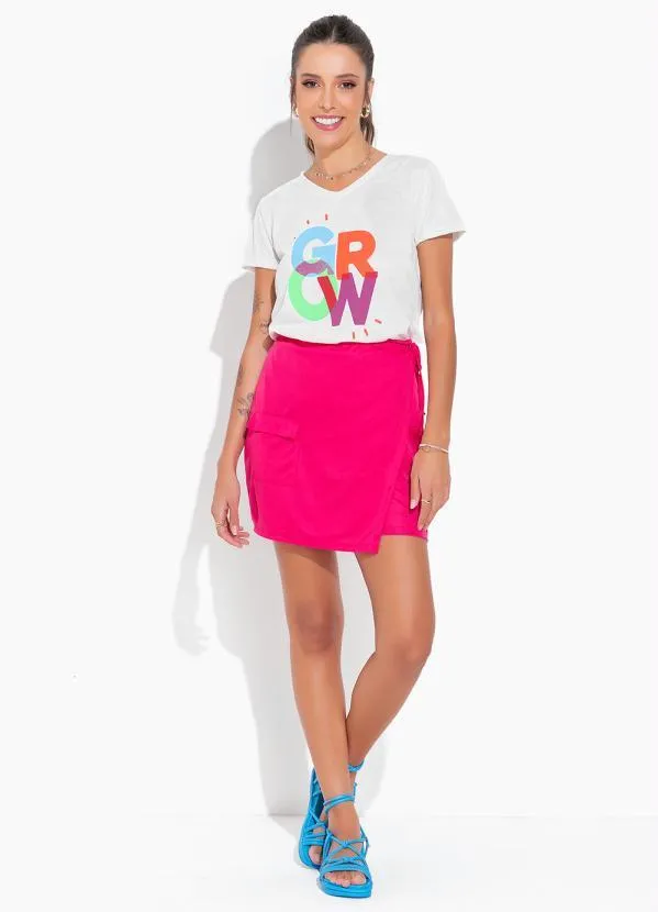 Moda Pop - Short Saia Pink com Sobreposição e Amarração 6