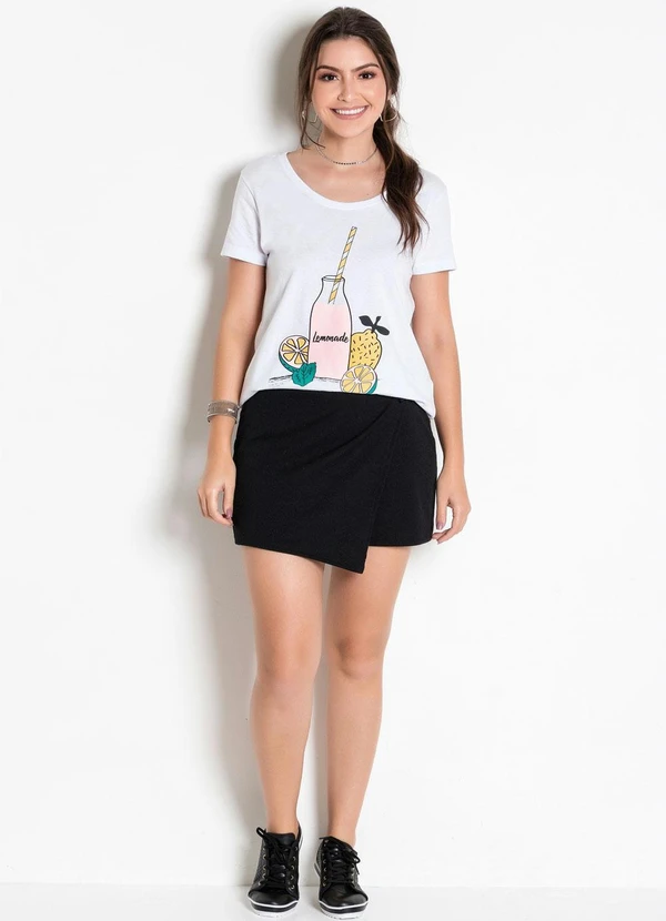 Moda Pop - Short Saia Preto com Amarração na Cintura 8