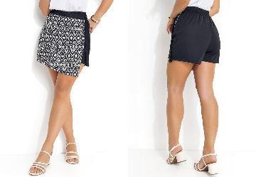 Short-Saia Preto em Malha
