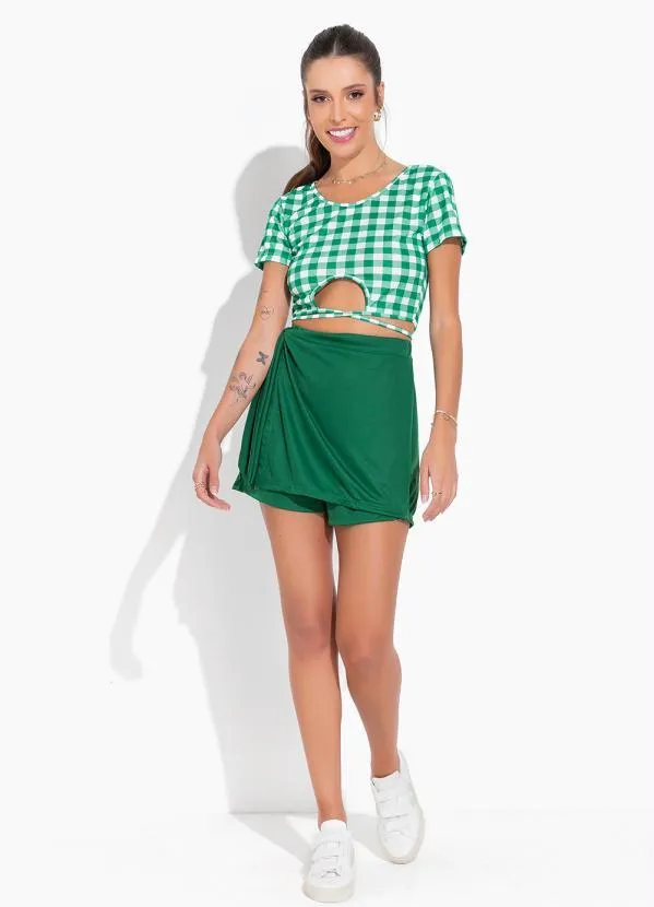 Moda Pop - Short-Saia Verde com Amarração 4