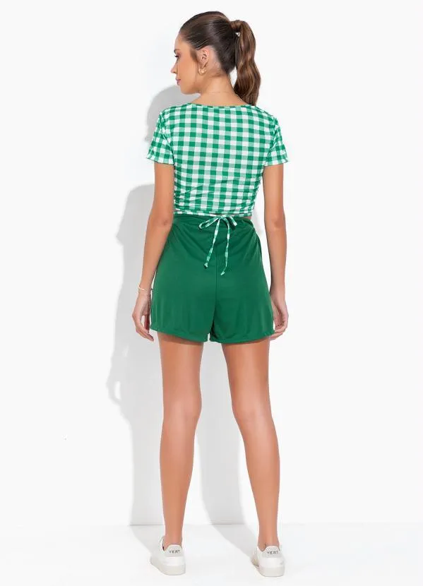 Moda Pop - Short-Saia Verde com Amarração 5