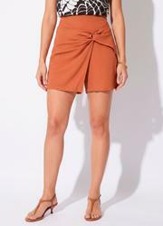 Short Terracota em Crepe Plano