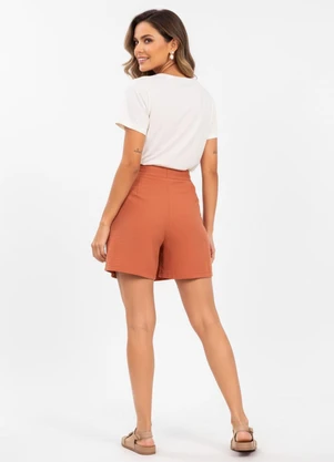 Quintess - Short Terracota em Crepe Plano - QUINTESS