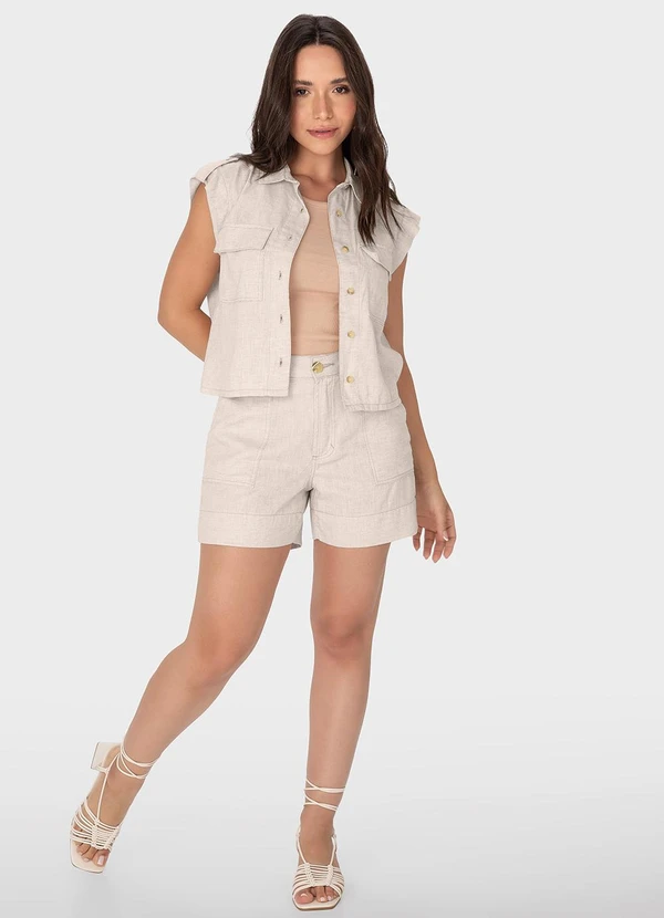 Malwee - Shorts Alfaiaria Cintura Alta Off White 7