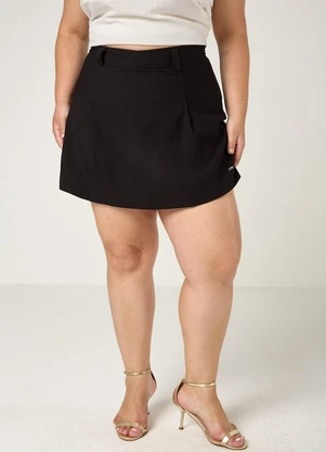 Elegance - Shorts Saia com Pregas Frontais Preto - ELEGANCE