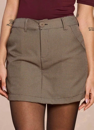 Doce Trama - Shorts-Saia Cozy Whinter Xadrez Marrom - DOCE TRAMA