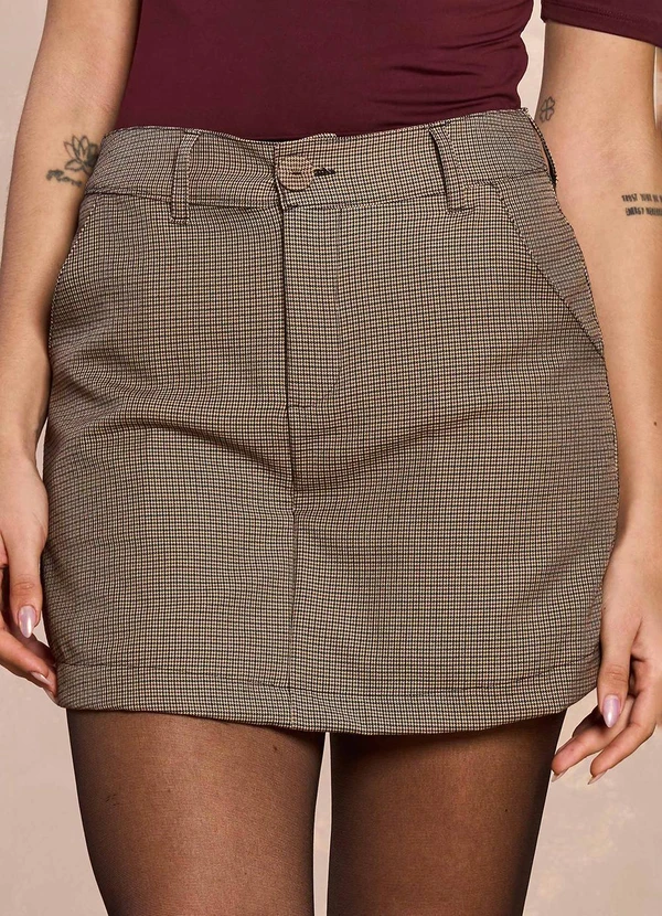 Doce Trama - Shorts-Saia Cozy Whinter Xadrez Marrom