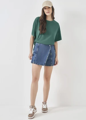 Sofie - Shorts Saia em Jeans Médio Azul - SOFIE
