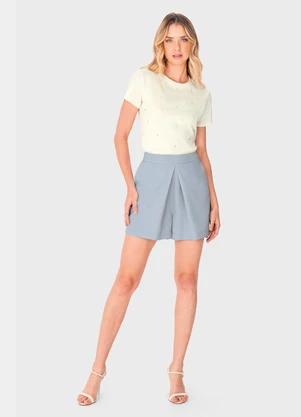 Enfim - Shorts Saia Evasê Alfaiataria Azul Pastel - ENFIM