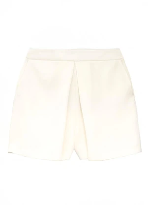 Enfim - Shorts Saia Evasê Alfaiataria Off White - ENFIM