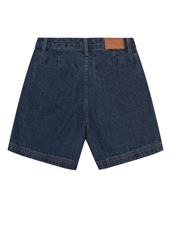 Enfim - Shorts Saia Evasê Jeans Azul Escuro 4