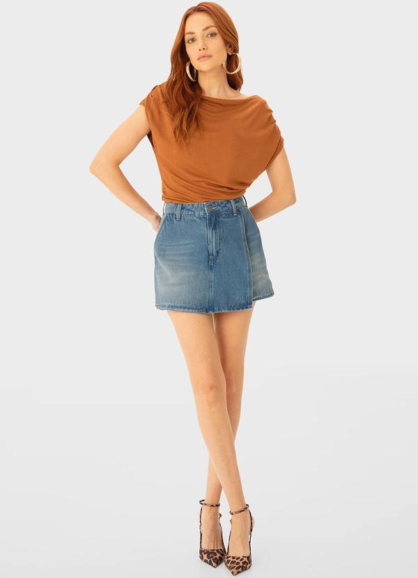 Enfim - Shorts Saia Evasê Jeans Azul 2