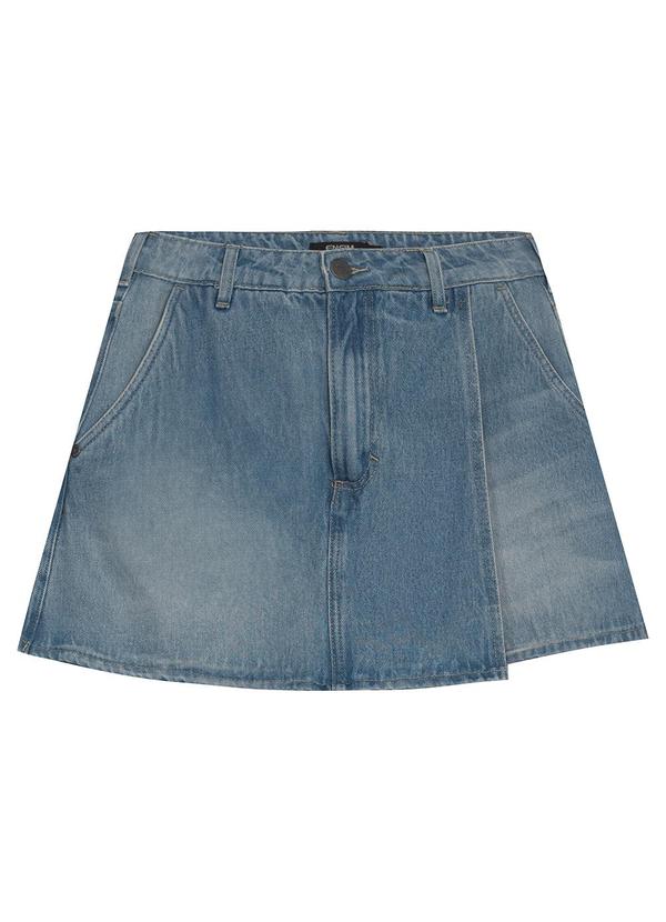 Enfim - Shorts Saia Evasê Jeans Azul 3